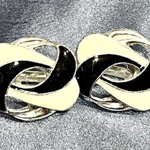 Cute black white and silver clip on earrings